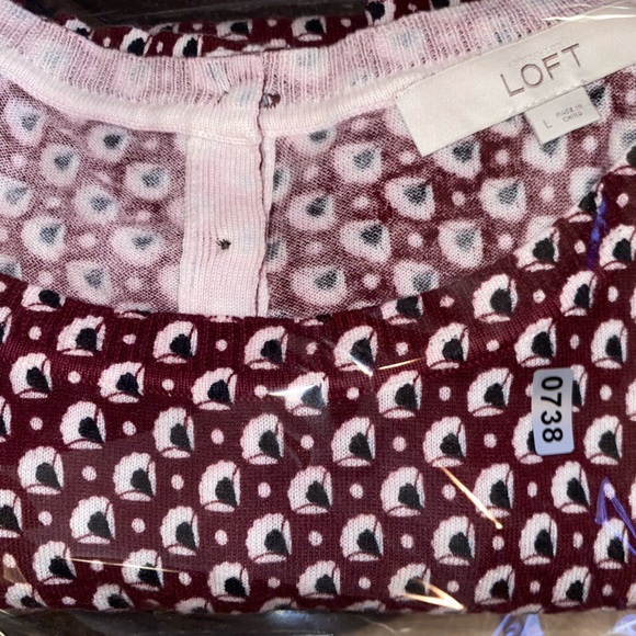 LOFT Maroon and White Patterned Knit Top - Picture 4 of 5
